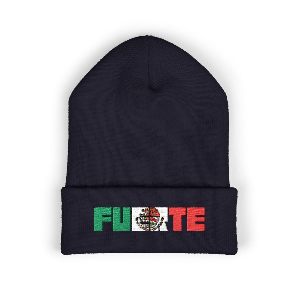 FUERTE Embroidered Mexican Flag Cuffed Beanie