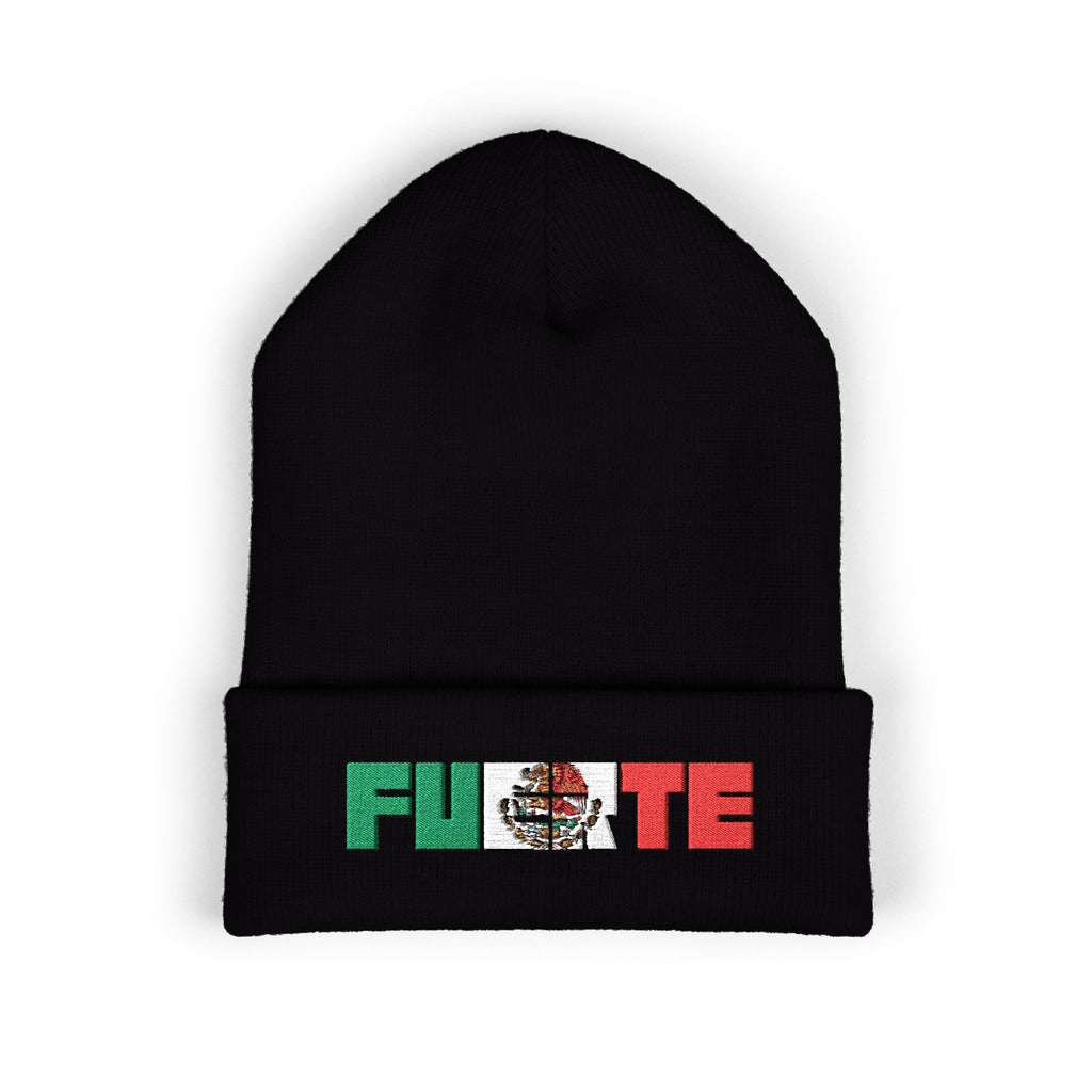 FUERTE Embroidered Mexican Flag Cuffed Beanie