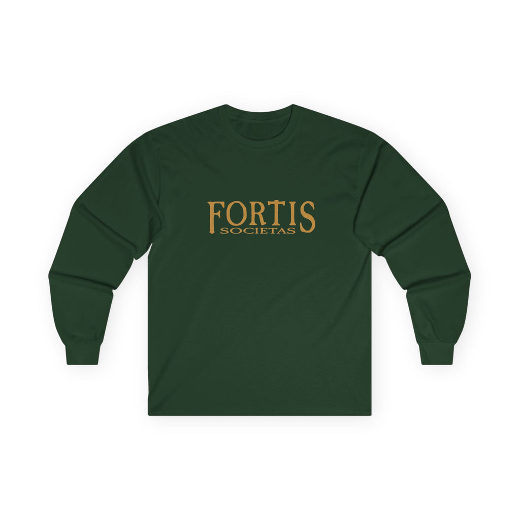 Fortis Societas Long Sleeve Tee — Classic Latin Motto Shirt
