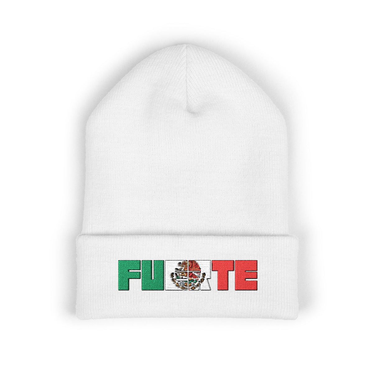 FUERTE Embroidered Mexican Flag Cuffed Beanie