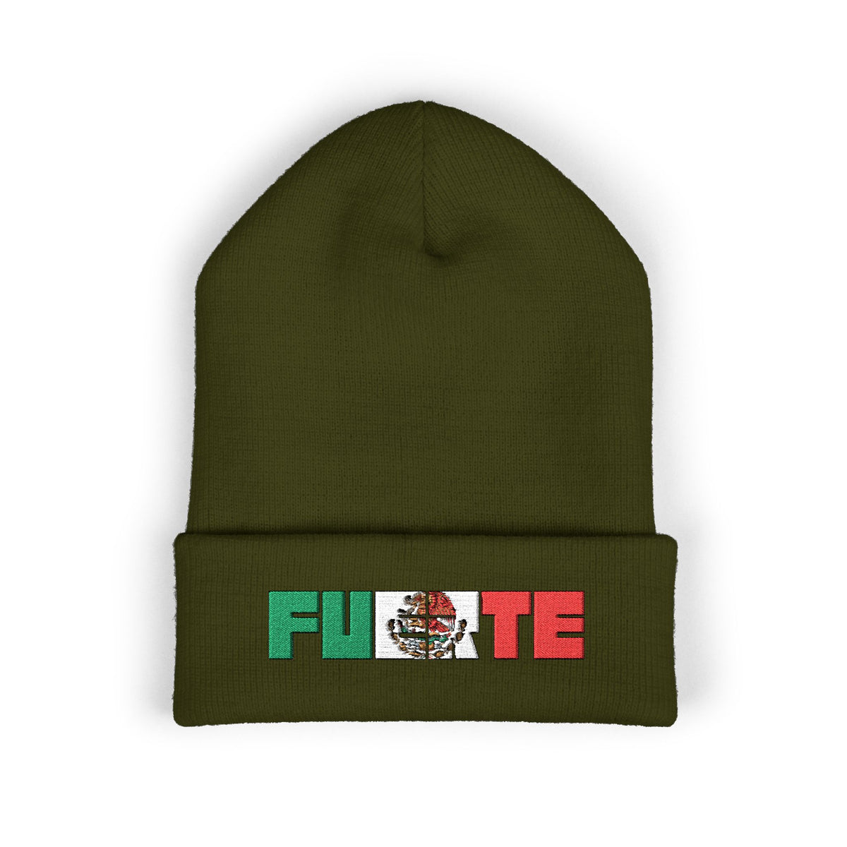 FUERTE Embroidered Mexican Flag Cuffed Beanie