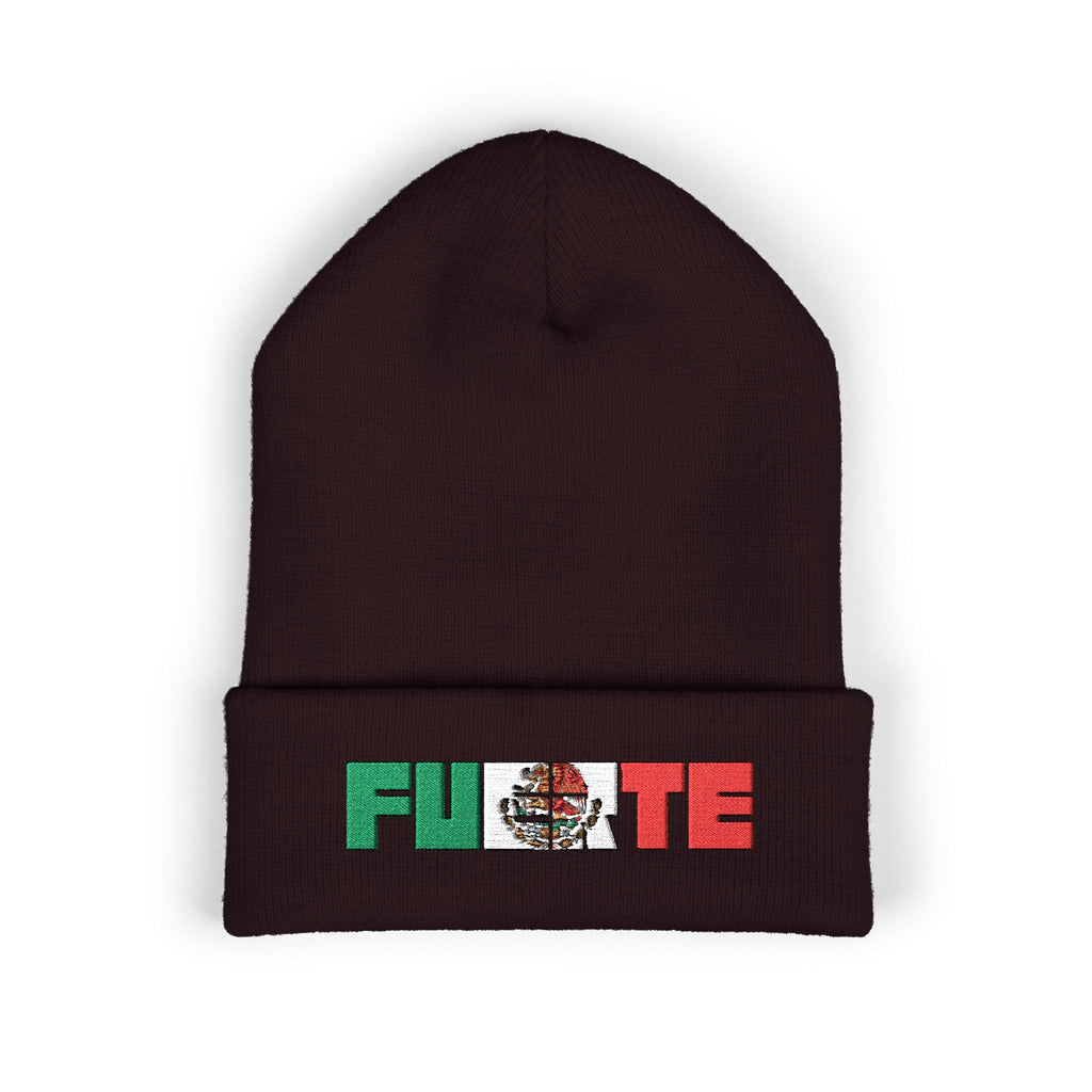 FUERTE Embroidered Mexican Flag Cuffed Beanie