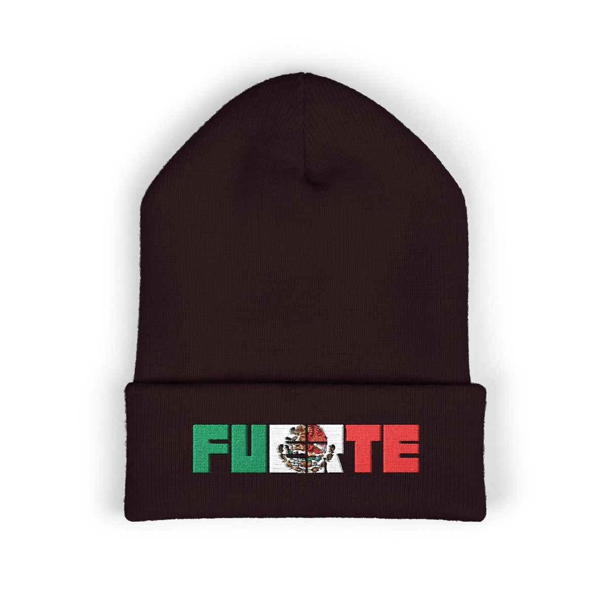 FUERTE Embroidered Mexican Flag Cuffed Beanie