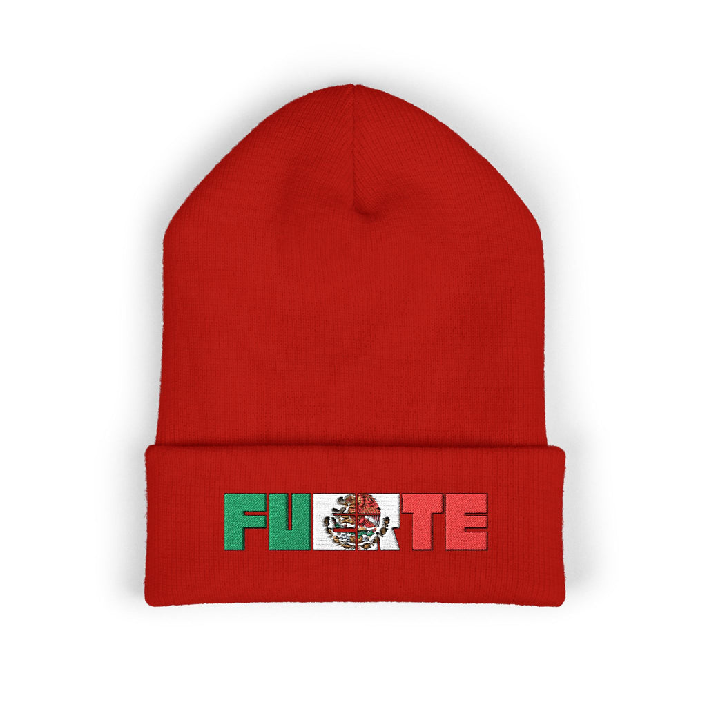 FUERTE Embroidered Mexican Flag Cuffed Beanie