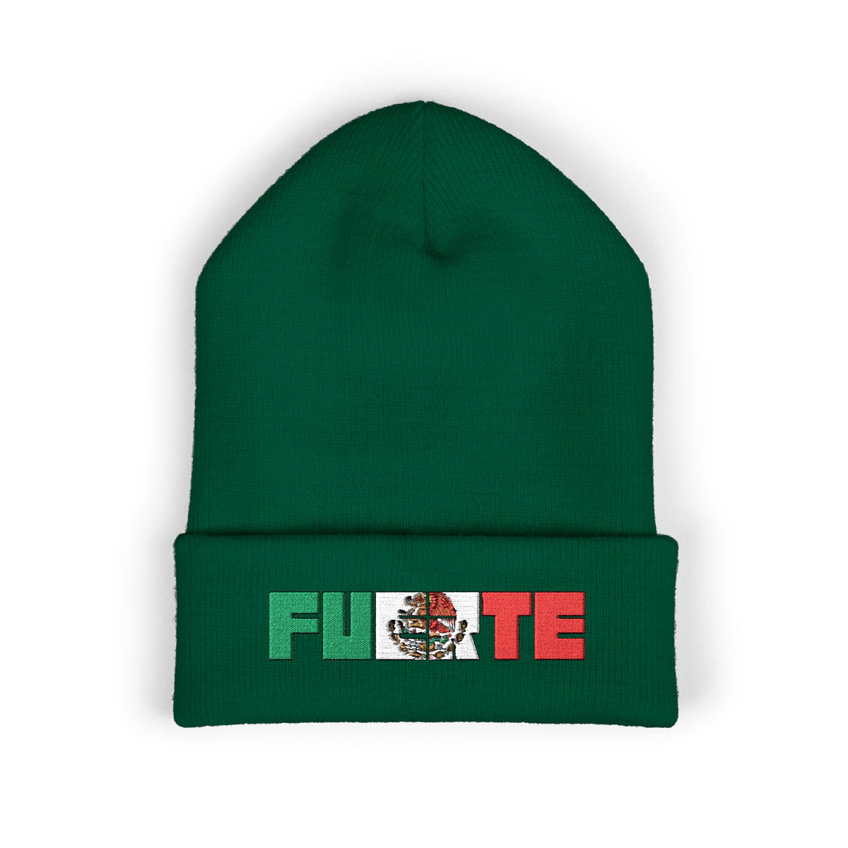FUERTE Embroidered Mexican Flag Cuffed Beanie