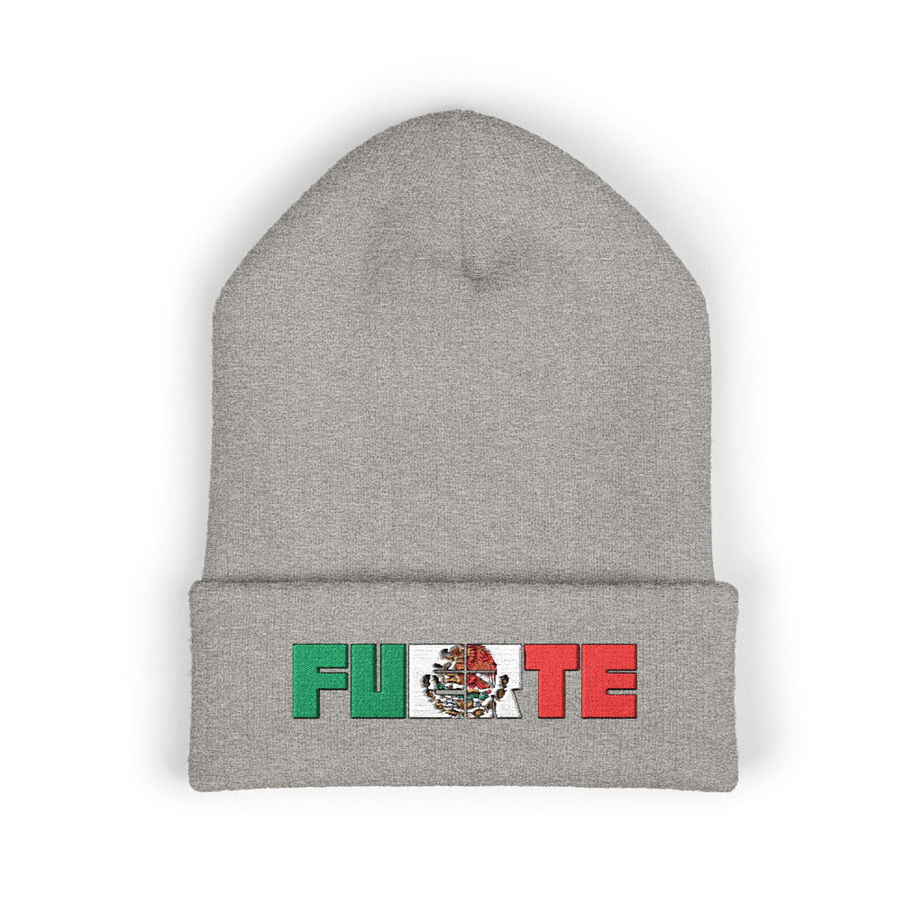 FUERTE Embroidered Mexican Flag Cuffed Beanie
