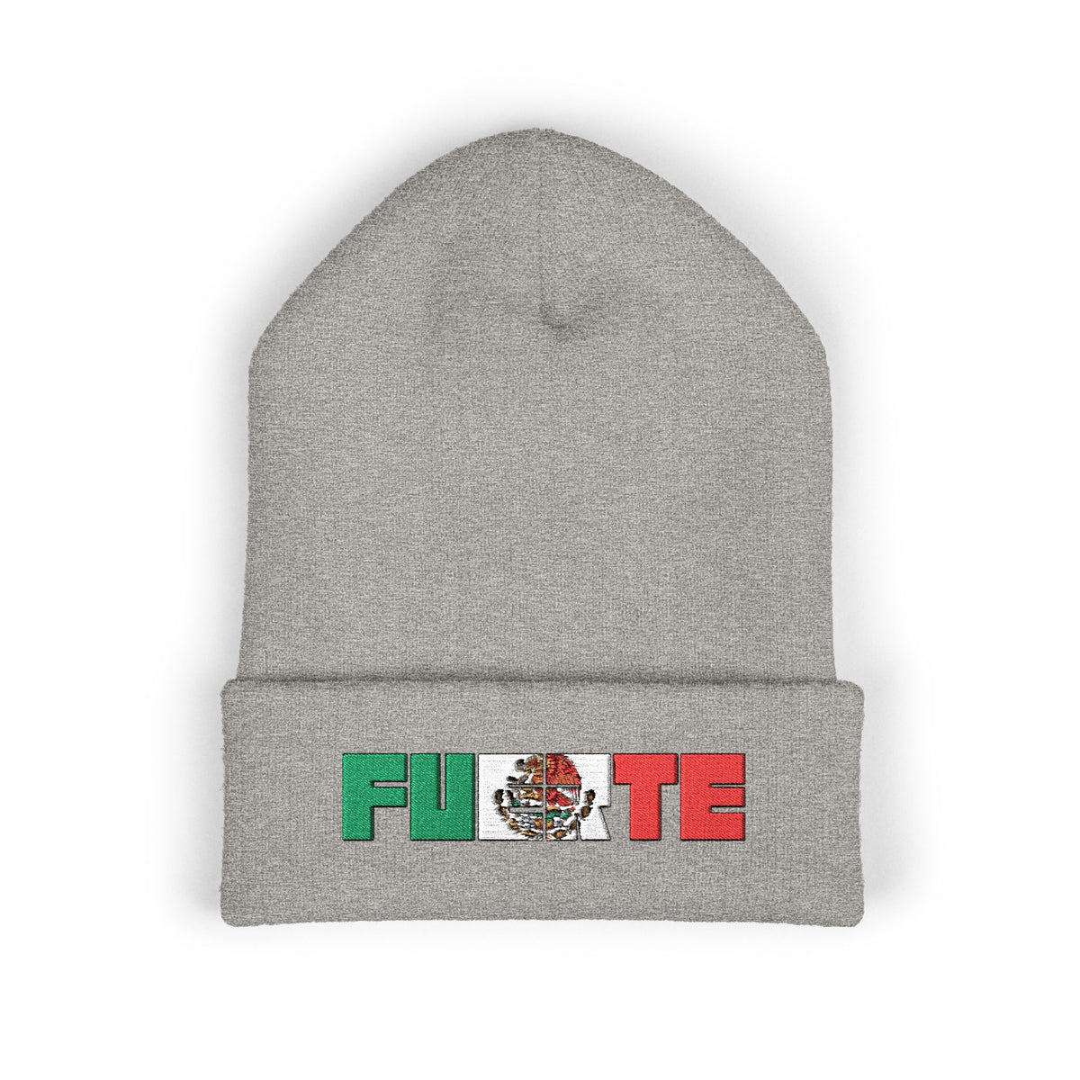 FUERTE Embroidered Mexican Flag Cuffed Beanie