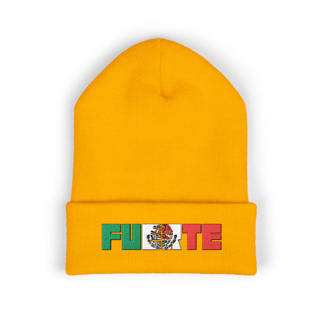 FUERTE Embroidered Mexican Flag Cuffed Beanie