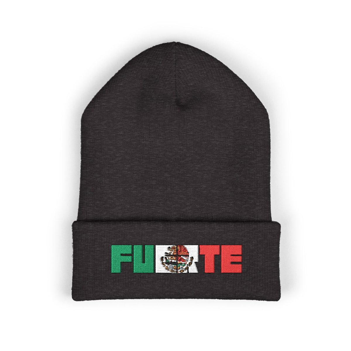 FUERTE Embroidered Mexican Flag Cuffed Beanie