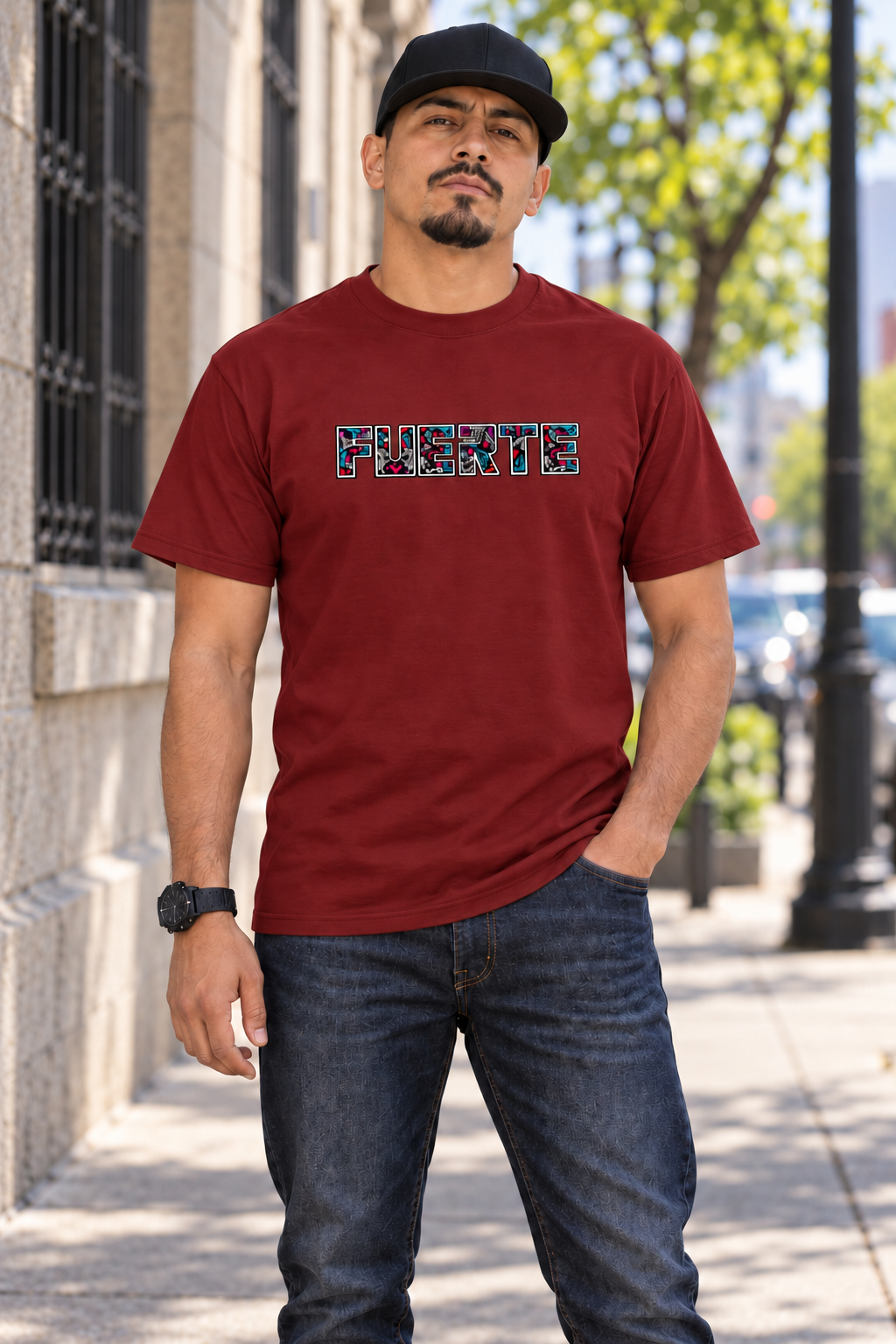 FUERTE Dia De Los Muertos Men's Tee (Rose)